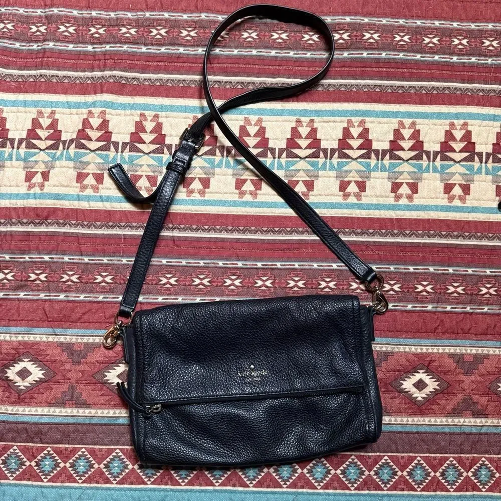 kate spade black pebbled leather crossbody purse